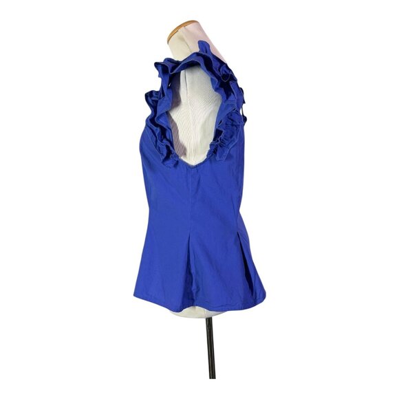 Anna Cate Size XS Sleeveless Top Violet Blue Button-Front Ruffle - Picture 3 of 10
